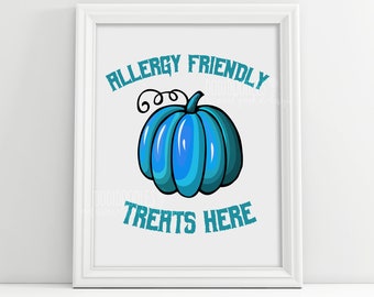 allergy friendly treat or treat printable, teal pumpkin trick or treat, halloween sign, halloween, halloween decor, halloween signs