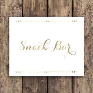 snack bar sign, snack bar, snack sign, gold sign, signs, wedding signs, wedding signage, gold wedding sign, wedding decor, wedding bar sign image 10