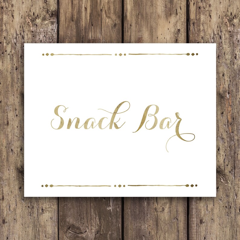 snack bar sign, snack bar, snack sign, gold sign, signs, wedding signs, wedding signage, gold wedding sign, wedding decor, wedding bar sign image 10