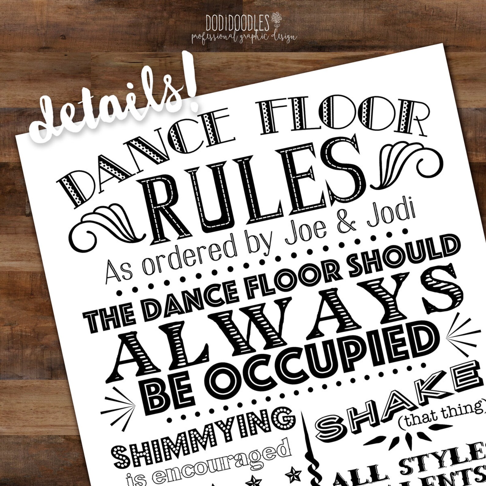 Dance Floor Rules Custom Printable Wedding Sign Diy Dance Etsy