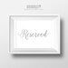 Silver Reserved Sign Printable Wedding Sign Reserved | Etsy