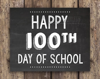 Happy 100th Day of School, 100th Day Sign, Classroom Decor, Teacher Classroom Signs, 100 Days Celebration, Classroom Printables