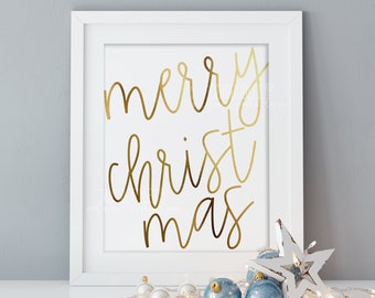 merry christmas, christmas sign, christmas, christmas decor, gold christmas sign, gold holiday decor, instant download, printable file