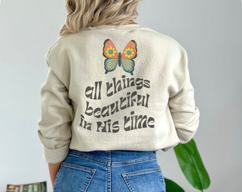 All Things Beautiful In HIs Time Crewneck Sweatshirt, Christian Encouragement Crewneck, Christian Ecclesiastes Sweatshirt