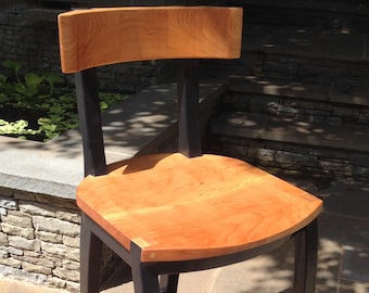 CUSTOM Order Cherry and Black Lacquered Oak Stool