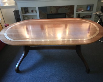 CUSTOM ORDER Dining Room Table - Cherry and Sculpted Walnut Base (Birdseye Maple Inlay)