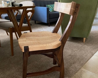 Sculpted Walnut and Curly Maple Dining Room Chair