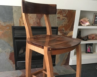 CUSTOM Order Natural Finish Stools - Oak and Walnut (Danish Oiled Seat/Back)