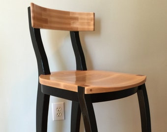 Custom Stool In Maple and Black Lacquered Oak