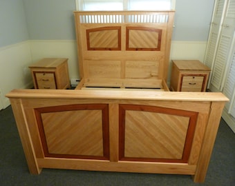 CUSTOM Order Oak Inlay Queen Bed