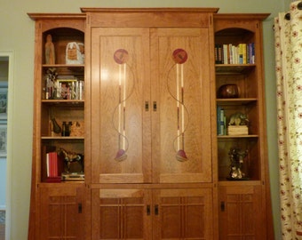 CUSTOM ORDER Built-In Media Center - Macintosh Rose Inspired Arts and Crafts Movement
