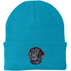 Embroidered Flat Coated Retriever Knit Cap Beanie