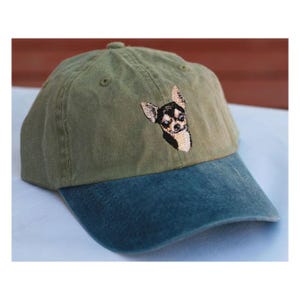 Embroidered Chihuahua Two Tone Pigment-Dyed Cap - Free Shipping to USA