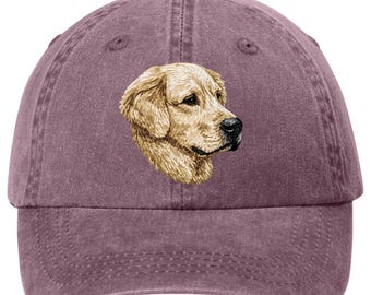 Embroidered Golden Retriever Pigment-Dyed Cap - 12 Colors Available