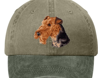 Embroidered Airedale Pigment-Dyed Cap - 12 Colors Available