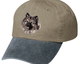 Embroidered Keeshond Two Tone Pigment-Dyed Cap - Free Shipping to USA