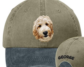 Personalized Embroidered Goldendoodle Labradoodle Pigment-Dyed Cap - 12 Colors Available