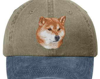 Embroidered Shiba Inu Pigment-Dyed Cap - 12 Colors Available