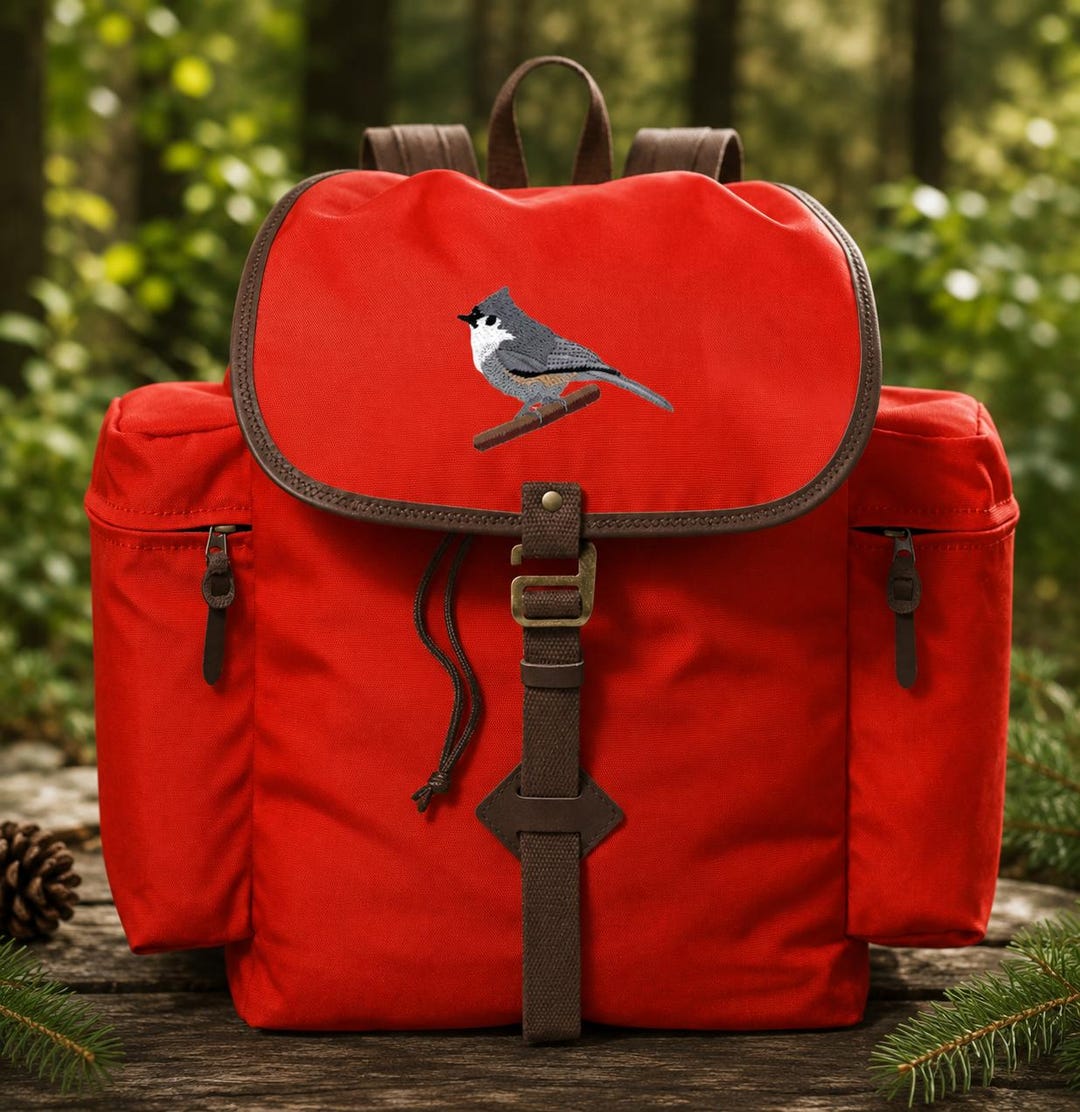 Tufted Titmouse Backpack, Embroidered Bird Backpack, Birdwatching ...