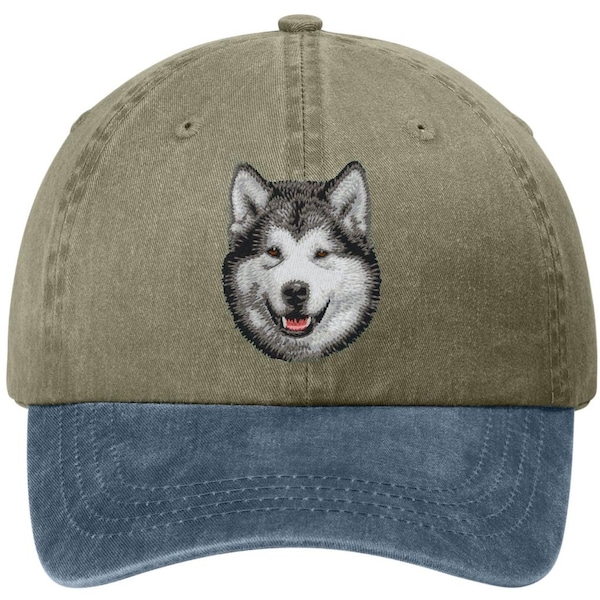 Casquette brodée en malamute d'Alaska teintée par pigment