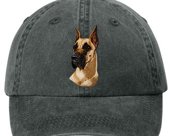 Embroidered Great Dane Pigment-Dyed Cap - 12 Colors Available