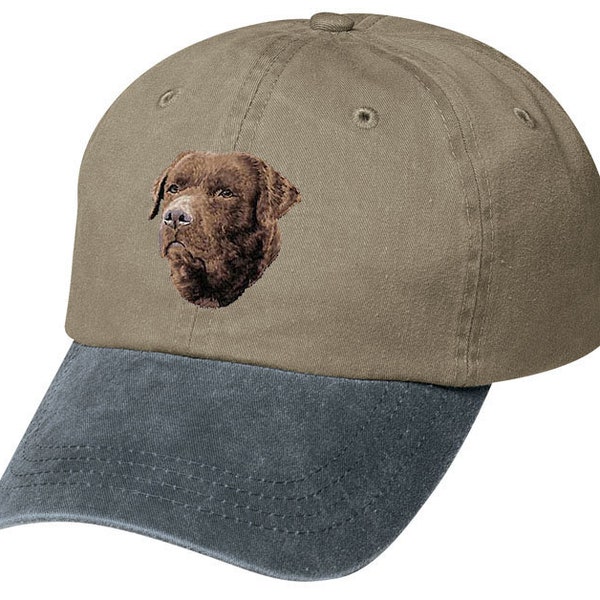 Embroidered Chocolate Labrador Retriever Two Tone Pigment-Dyed Cap - Free Shipping to USA
