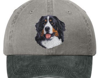 Embroidered Bernese Mountain Dog Pigment-Dyed Cap - 12 Colors Available