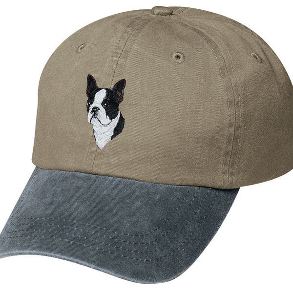 Boston Terrier Embroidered Dad Hat - Navy Brushed Cotton Low Profile Baseball Cap, Adjustable, One Size - View #7
