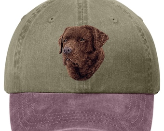 Embroidered Chocolate Labrador Retriever Pigment-Dyed Cap - 12 Colors Available