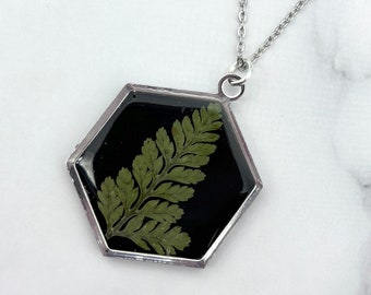 Woodland Frond: Dried Foliage Fern Pendant Necklace, Wild Garden Pressed Botanical Cottagecore Forest Witch Jewelry