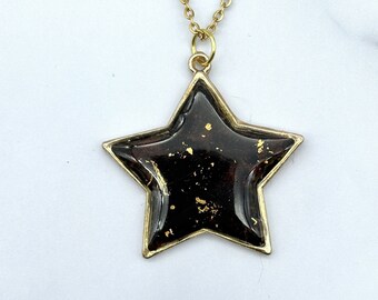 Black and Gold Wishing Star Pendant. BOHO Cottagecore Celestial Simple Color Change Jewelry