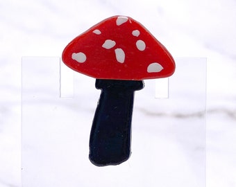 Red Amanita Mushroom Pin. Cottagecore witch pastel goth accessory. Polymer Clay Lapel Pin for Mushroom lovers