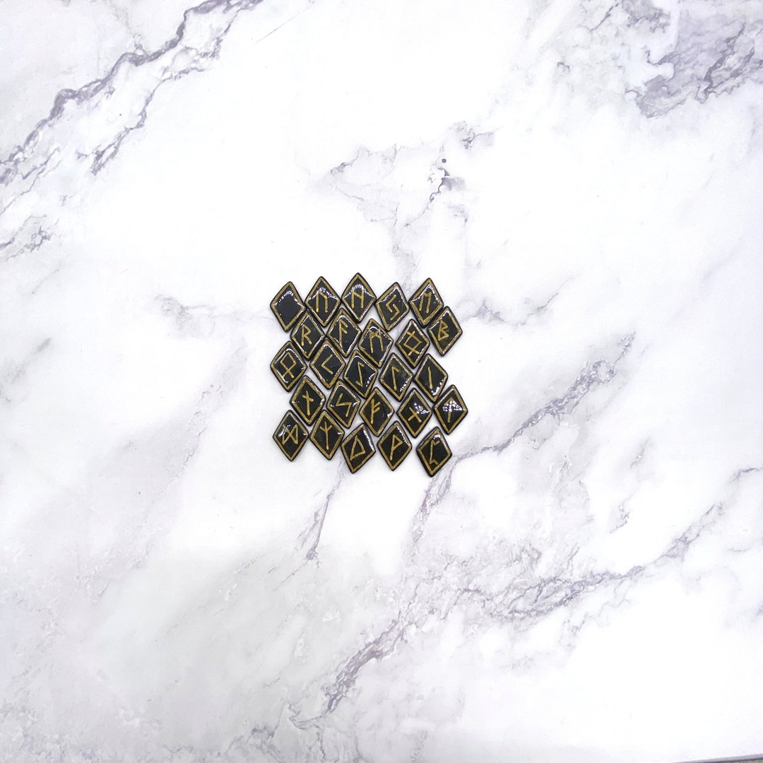 Black Color Changing Runestones. Polymer Clay Mood Ring Effect Celtic ...