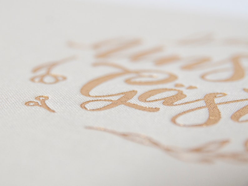 Wedding guest book, wedding guest book, wedding gift, mint, gold, boho style, handlettering, wedding album, embossed gold image 3