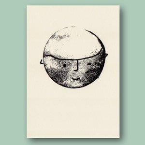 RISOGRAPH, Portrait, Print, RISO, Siebdruck, Gesicht, Riso, A5, Boy, Stempel, Illustration, Original, schwarz, Baby, Poster, Druck,