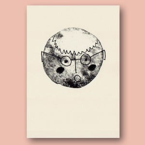 RISOGRAPH, Portrait, Print, RISO, Siebdruck, Gesicht, Riso, A5, Boy, Stempel, Illustration, Original, schwarz, Baby, Poster, Druck,