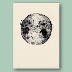Portrait, Siebdruck, Riso Print, Rispgraphie, Bild für Kinderzimmer, Din A5, Stempelotpik, Zeichnung Kunst, Kinderkunst, abstraktes Gesicht
