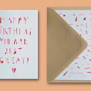 Tarjeta de cumpleaños, tarjeta de cumpleaños, felicitaciones, cumpleaños, feliz cumpleaños, RISO, tarjeta plegable, risografía, neón, color fluorescente