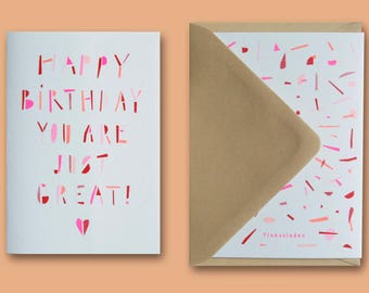 anniversary card, Happy Birthday, postcard, greeting card, RISO, Geburtstag, Grußkarte, Klappkarte, Risography