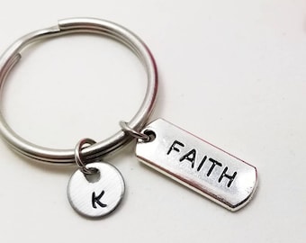 Faith Keychain, Faith Key Chain, Initial Keychain, Personalized Keychain, Initial Key Ring, Customized Keychain, Inspirational Keychain Gift