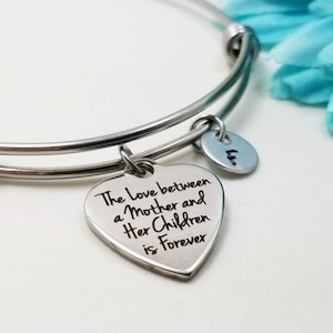 Small Heart Bangle, Heart Charm Bracelet, Expandable Bangle
