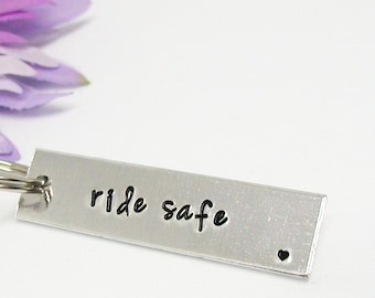 Ride Safe Keychain, New Driver Gift, Engraved Keychain, Rectangle Keychain, Metal Keychain, Personalized, Custom Gift, New Driver Keychain