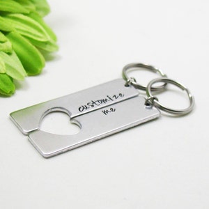 Personalized Keychain Set, Custom Keychain, Engraved Keychain, Couples Keychain, His And Her Keychain, Personalized Gift, Wedding Party Gift image 1