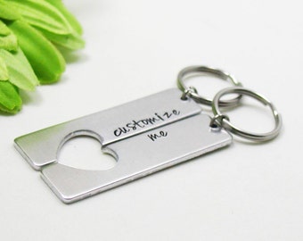 Personalized Keychain Set, Custom Keychain, Engraved Keychain, Couples Keychain, His And Her Keychain, Personalized Gift, Wedding Party Gift