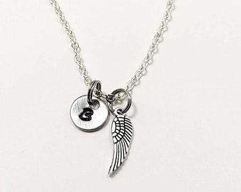 Angel Wing Necklace, Wing Charm Jewelry, Wing Pendant, Antique Silver Wing Necklace, Remembrance Necklace, Guardian Angel, Silver Angel Wing