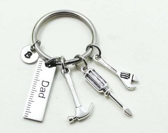 Tool Keychain, Fathers Day Gift, Initial Keychain, Personalized Keychain, Carpenter Keychain, Handyman Keychain, Handyman Tools Keychain