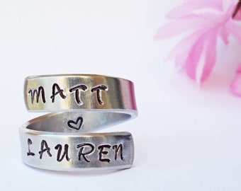 Personalized Name Ring, Personalized Ring, Custom Ring Jewelry, Hand Stamped Ring, Name Ring, Mom Jewelry, Adjustable Ring, Gifts for Mom