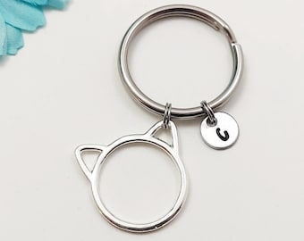 Cat Key Chain, Kitten Keychain, Cat Charm, Cat Silhouette Charm Gift, Cat Lover Keychain, Cat Lover Gift, Kitten Lover Gift, Feline Gift