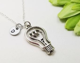 Large Light Bulb Necklace, Steampunk Charm Pendant, Light Bulb Charm, Steampunk Jewelry, Best Friend Gift, Idea Charm, Best Friend Necklace