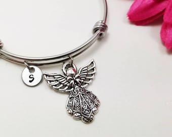 Angel Bracelet, Faith Bracelet, Charm Bracelet, Inspirational Bracelet, Personalized Gift, Guardian Angel Bangle, Remembrance Charm Bracelet